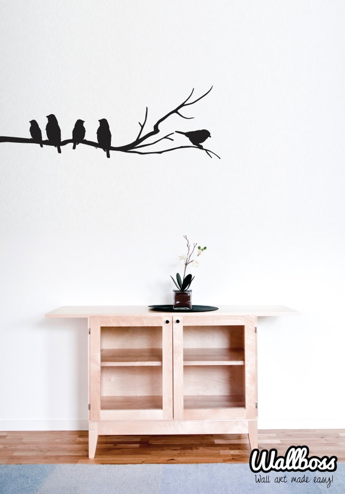 Wall Vinyl Sticker Wall Decal Birds on A Branch Wall Stickers Decor ...