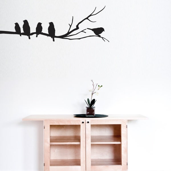 Wand-Vinyl-Aufkleber Wandtattoo Vögel auf einem Ast Wandaufkleber Dekor Naturbaum