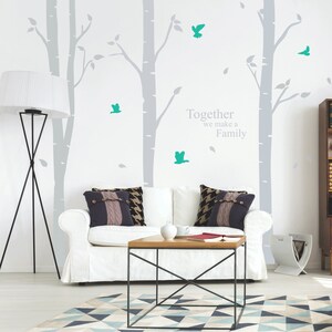 Beside This Tree Wall Stickers Decal Birch Trees Vinyl - Spring leafs and birds Quote