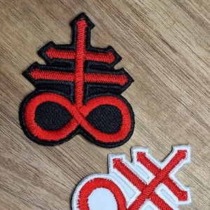 Leviathan Cross Patch | Brimstone Sulfur | Satan Cross | Iron On Embroidery Patch | Occult Goth Alternative Emo Accessory