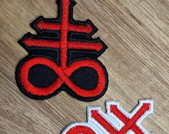 Leviathan Cross Patch | Brimstone Sulfur | Satan Cross | Iron On Embroidery Patch | Occult Goth Alternative Emo Accessory