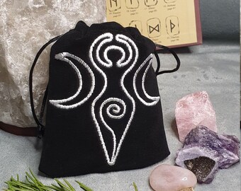 Spiral Goddess | Triple Moon | Velvet Crystal Bag | Spell Bag | Intention Spell | Luck Charm | Hex Pouch | Handmade Custom Personalised