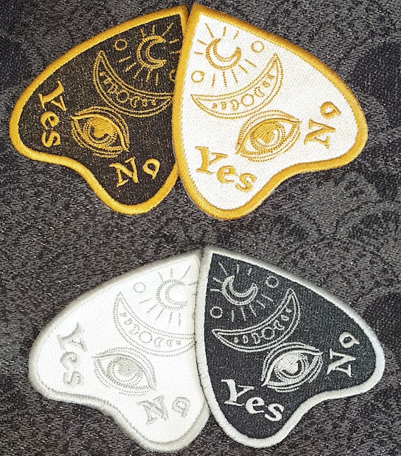 Spiritboard Planchette Patch | Sparkle Glitter Spirit Board | Iron On Embroidery Patch | Goth Alternative Emo Accessory for Jackets & Bags