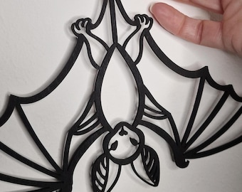 Bat Wall Hanging | Line Art | Minimalist Gothic | Occult Wiccan | Pagan Decor