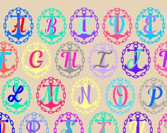 Two Color Anchor Initial Vinyl Decal, Anchor Decal, Water Bottle Decal, Tumbler Decal, Personalized Initial Anchor Decal, Nautical Decal