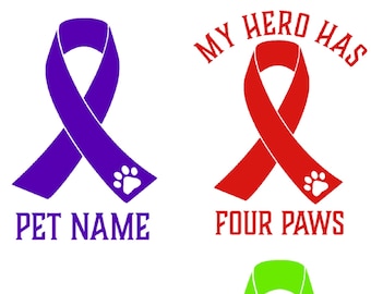 Canine Awareness Ribbon Decal, Special Needs Canine Decal, Personalized Dog Ribbon Paw Print Decal, Car Decal, Tumbler Decal