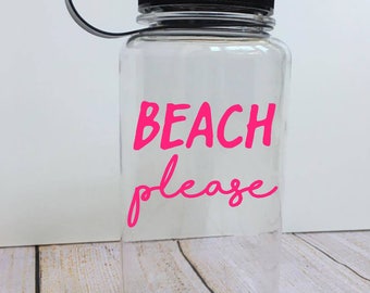 Beach Please Vinyl Decal, Two Color Beach Please Decal, Water Bottle Decal, Tumbler Decal, Custom Water Bottle Decal, Beach Decal