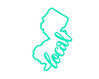 New Jersey Local Vinyl Decal, NJ Local Vinyl Decal, Jersey Shore Local Decal, State Outline Local Decal, Water Bottle Decal, Car Decal