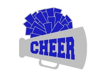 Personalized Cheer Decal , Personalized Cheerleader Decal , Megaphone Cheer PomPoms Name Decal, Water Bottle Decal, Car Decal, Varsity Style