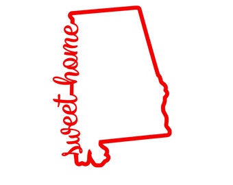 Alabama Sweet Home Vinyl Decal, AL Home Vinyl Decal, Sweet Home Decal, Alabama State Outline Sweet Home Decal, Water Bottle Decal, Car Decal