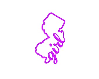 Jersey Girl Vinyl Decal, NJ Girl Vinyl Decal, Jersey Girl Decal, New Jersey Girl Decal, State Outline Decal, Water Bottle Decal, Car Decal