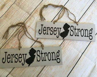 Jersey Strong Rustic Style Handmade Sign - Handpainted Jersey Strong Sign - Hanging Jersey Strong Sign