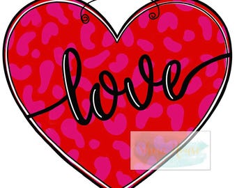 Digital Download- Love Heart Valentine Door Hanger Template, Printable Valentine's Day Door Hanger,  Love Heart Sign -Template only-