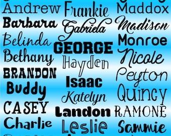 Vinyl Name Decals , SINGLE WORD Vinyl Decals, Permanent Vinyl Decals, Custom Color Vinyl Decals, Custom Print Permanent Vinyl Decals