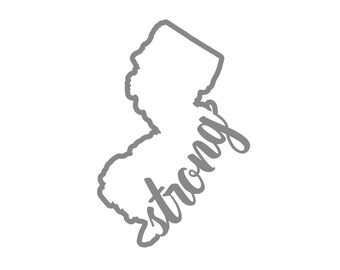 New Jersey Strong Vinyl Decal, NJ Strong Vinyl Decal, Jersey Shore Strong Decal, State Outline Strong Decal, Water Bottle Decal, Car Decal
