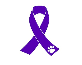 Canine Epilepsy Awareness Ribbon Decal, Canine Epilepsy Decal, Purple Ribbon Paw Print Decal, Car Decal, Water Bottle Decal, Tumbler Decal
