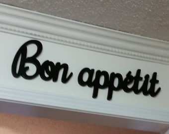 Bon Appetit  Black Painted Handmade Wood Wall Sign cutout French kitchen France
