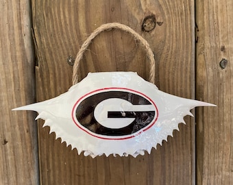 Handcrafted UGA Bulldogs Crab Shell Ornament
