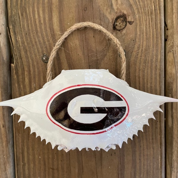 Handcrafted University of Georgia Bulldogs UGA Crab Shell Ornament