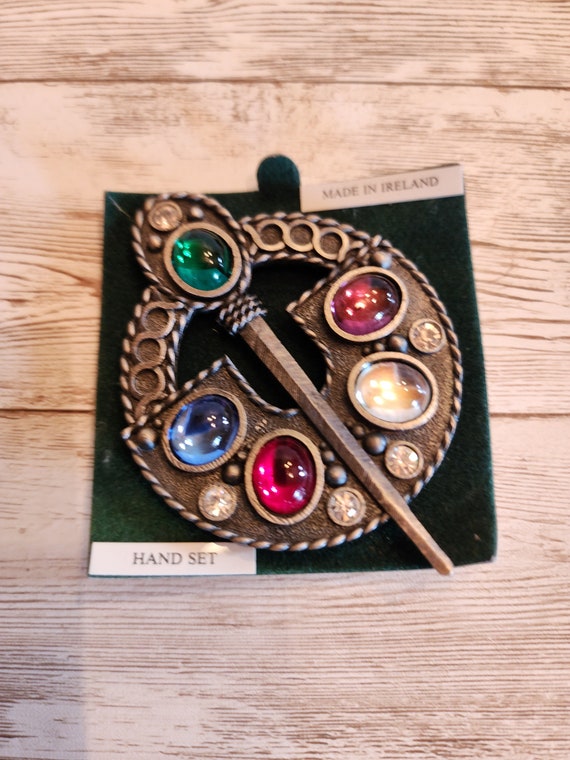 Vintage Celtic Tara Kilt Pin Brooch Multicolored … - image 1