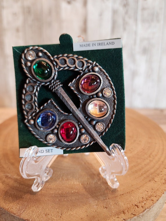 Vintage Celtic Tara Kilt Pin Brooch Multicolored … - image 3