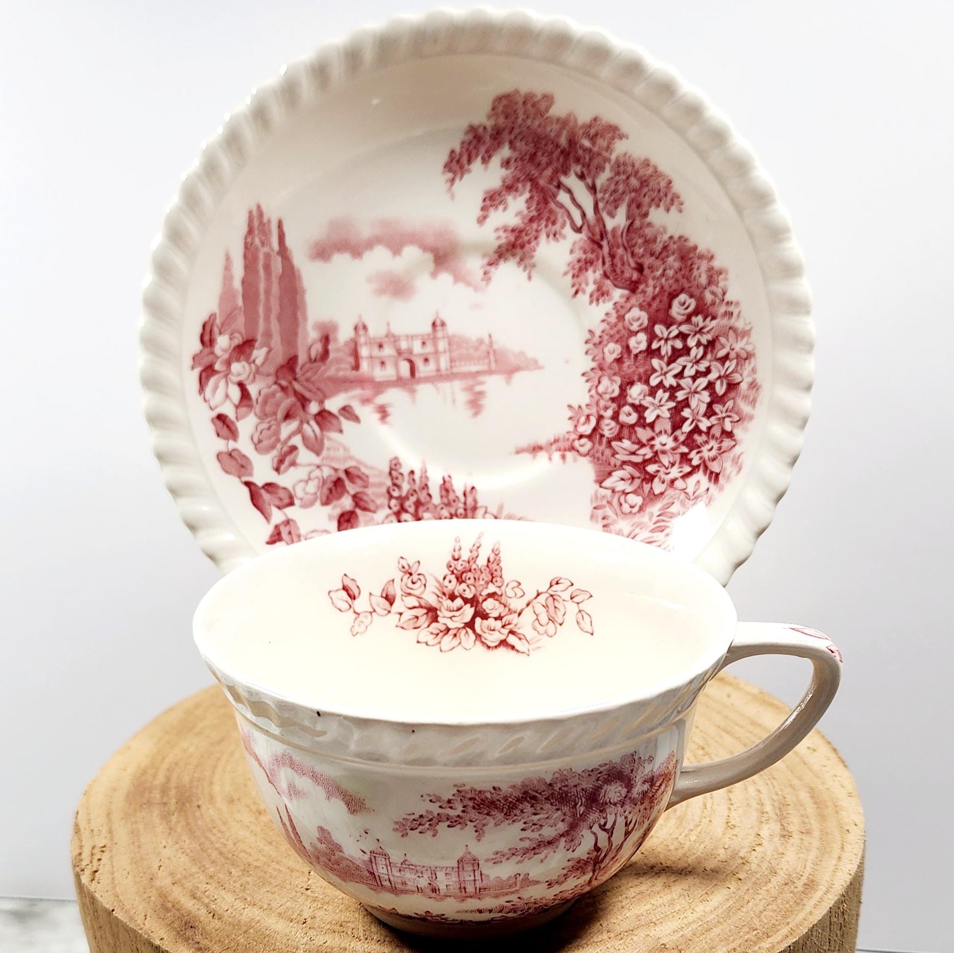 Johnson Brothers Vintage Castle on the Lake Redware Teacup
