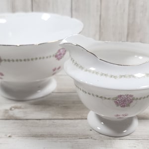 Rare Vintage LATE FOLEY SHELLEY Bowl & Creamer England #8063 Pink Flowers
