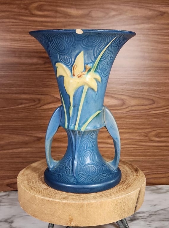 Bermuda Blue Vintage Roseville Zephyr Lilly Vase, 1946, 132-7 - Etsy