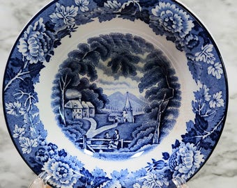ヴィンテージの ENOCH  ロイヤルホームズ・オブ・ブリテン Vintage Enoch Woods 'english Scenery' Blue and White Side Plates