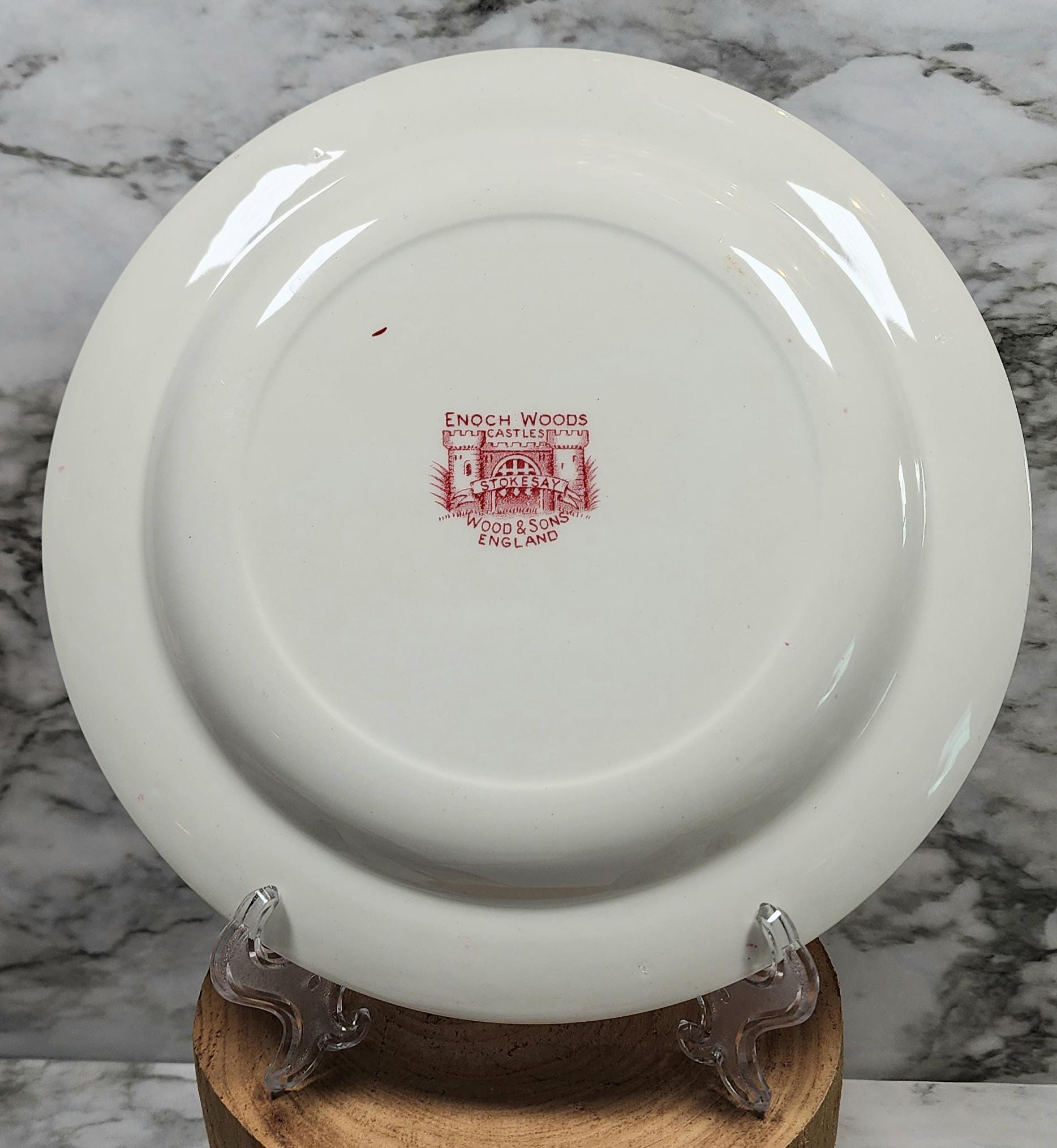 1920s Enoch Woods Castles Stokesay Dinner Plate: Red Floral