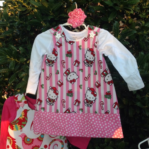 Items similar to Hello Kitty Candy Cane Christmas Holiday Dress, Jumper