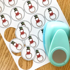 Printable 2&quot; Snowman Wreath Tag- Christmas Cookie Gift Tags