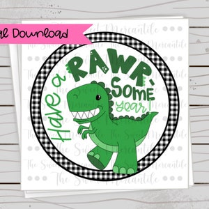 Have a RAWR-some year | Dinosaur Cookie Tag | Dinosaur School Tag | Back to school Tag