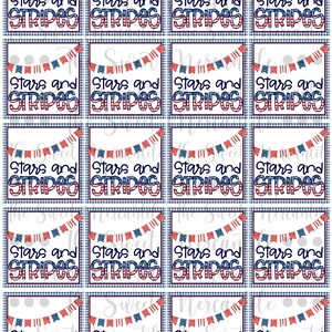 2&quot; Quadratische Sterne und Streifen_ Printable Cookie Tag