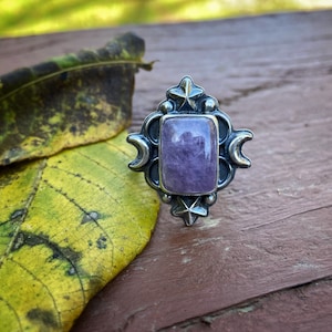 Moon and Stars Pink Kunzite Ring