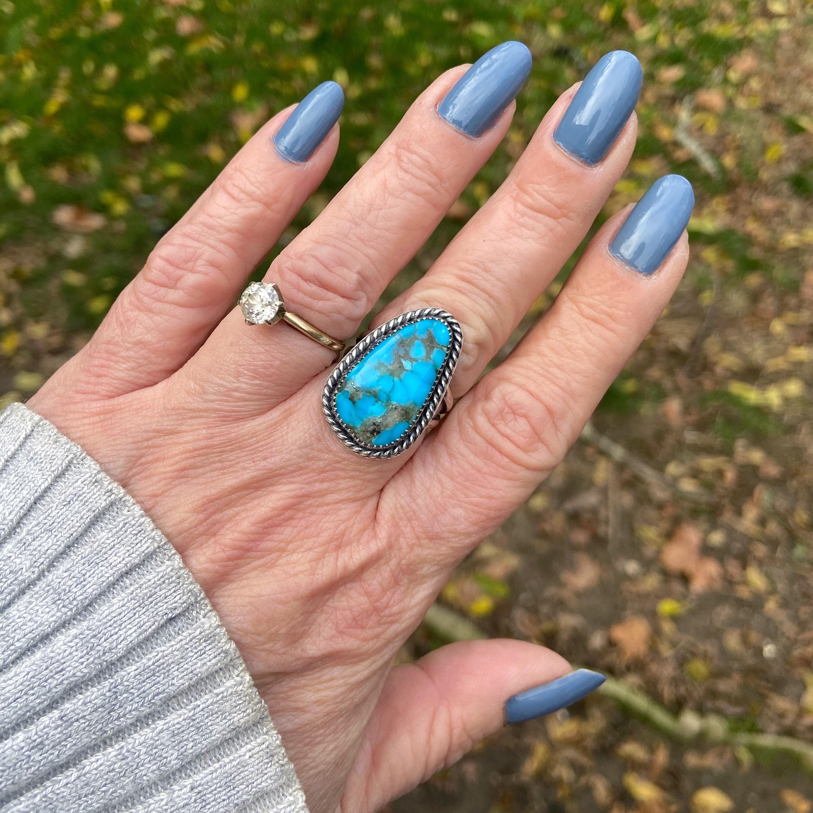 Kingman High Blue Turquoise Statement Ring - Etsy