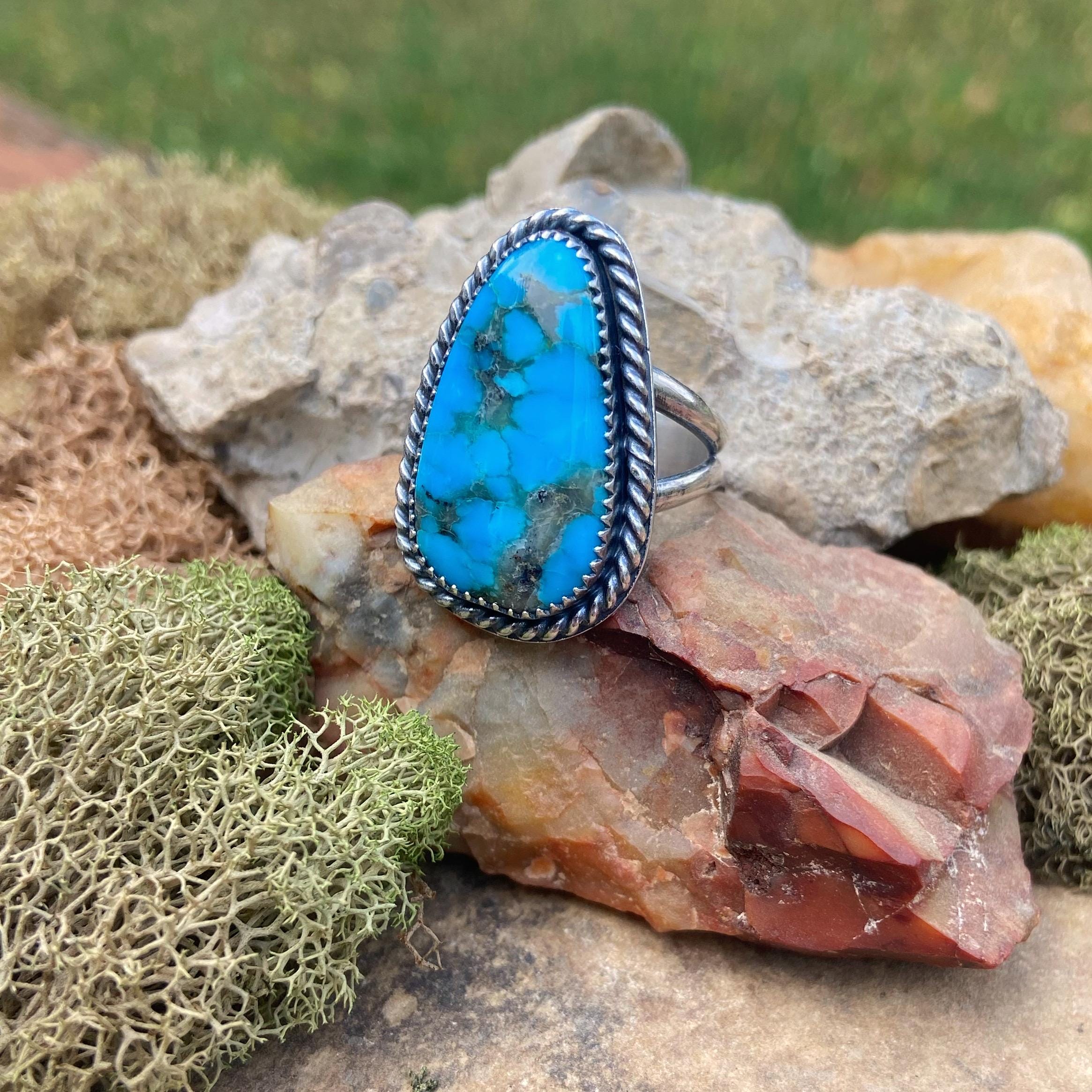 Kingman High Blue Turquoise Statement Ring - Etsy