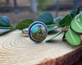 Natural Blue Moon Turquoise Solitaire Ring