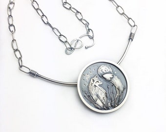 Artisan Fox and Moon necklace