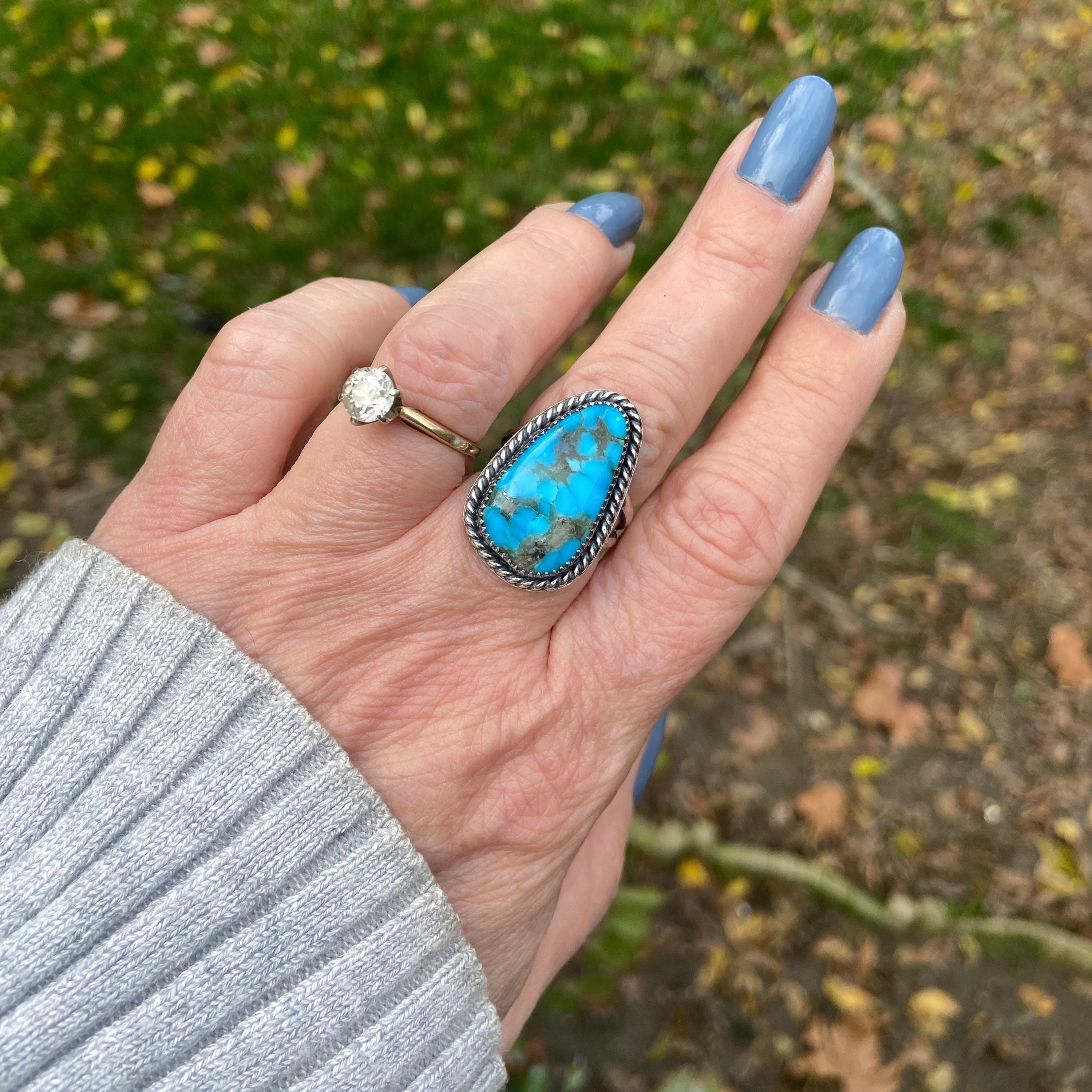 Kingman High Blue Turquoise Statement Ring - Etsy