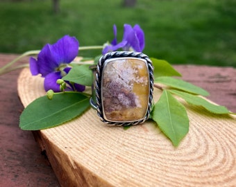 North Ridge Plume Agate and Sterling Silver statement Ring