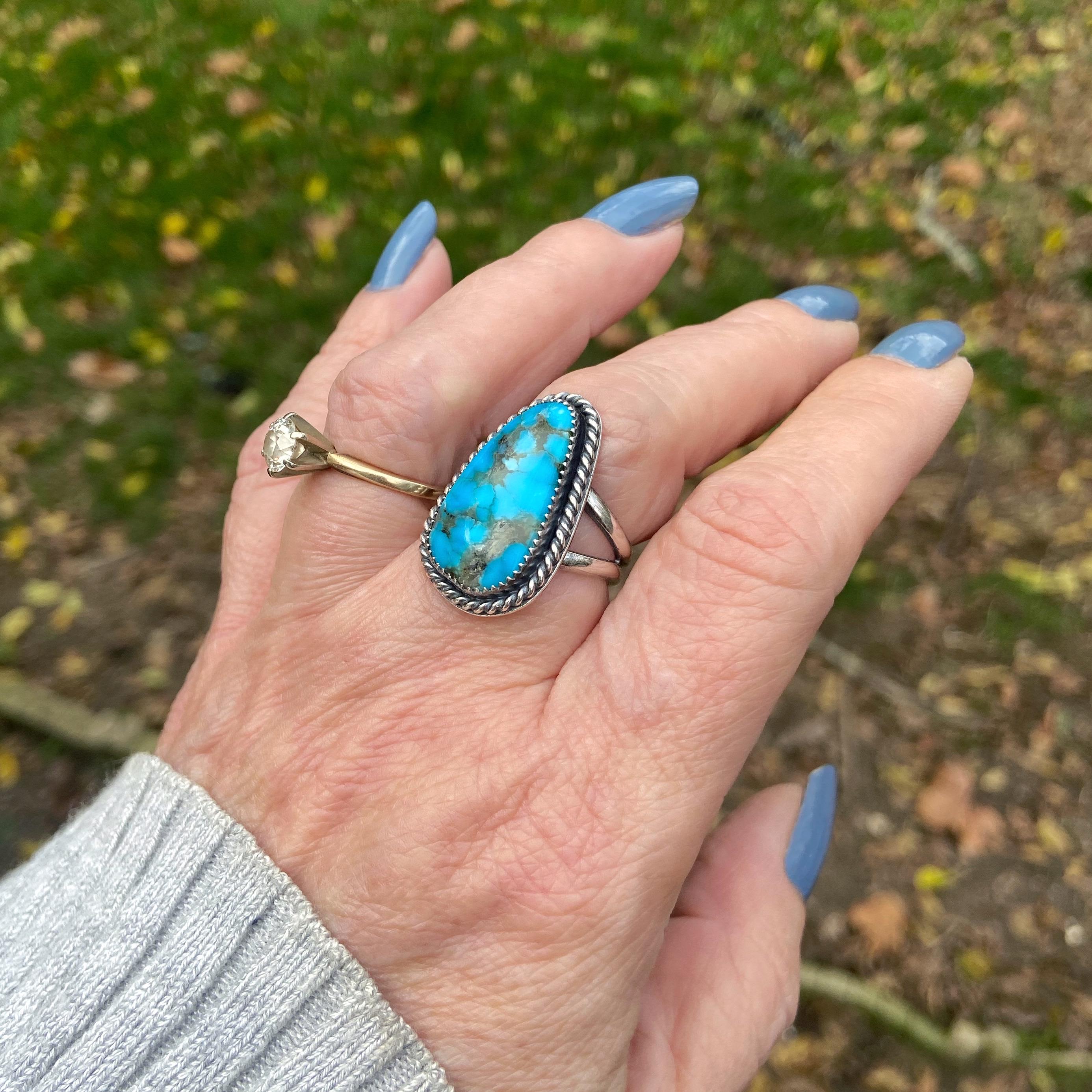 Kingman High Blue Turquoise Statement Ring - Etsy