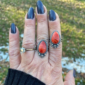 Pick Your Size: Red Spiny Oyster Pear shaped Ring