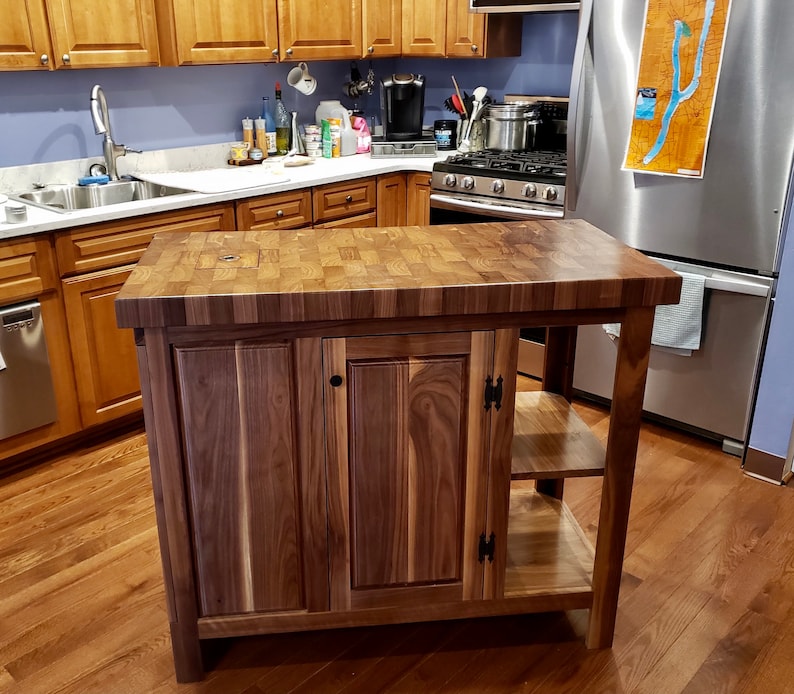Solid Black Walnut Kitchen Island With 22x44 Black Walnut End Etsy