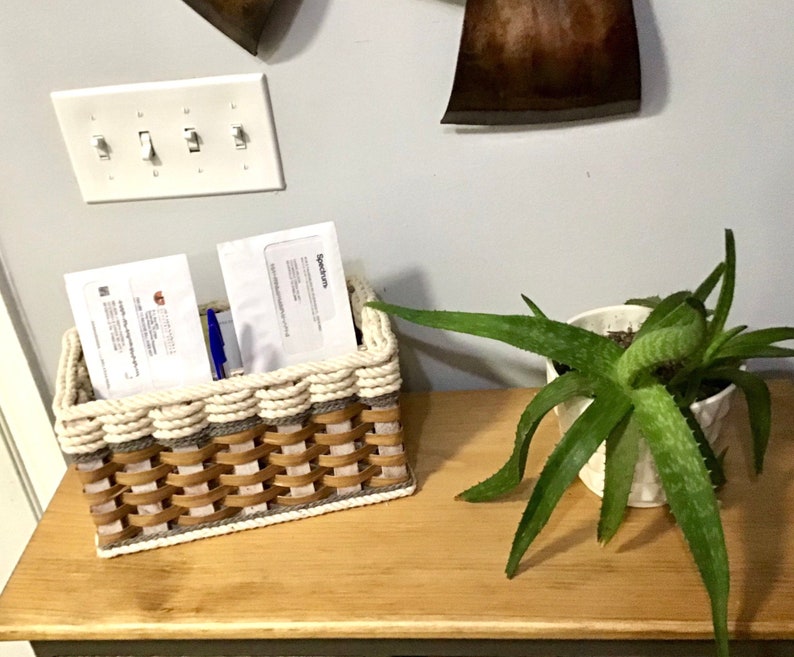 Cottage Grey Mail Organizer Basket Etsy