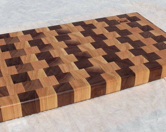 Black Walnut and Cherry end grain butcher block  cutting board