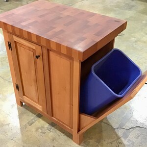 Solid Mahogany Kitchen Island 22x34 W/mahogany End Grain Butcher Block Top W/tilt Our Trash Can ...