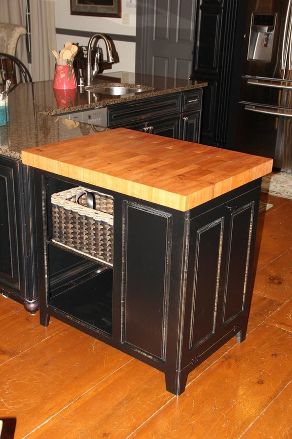 Kitchen Island With Mahogany Butcher Block Top Etsy