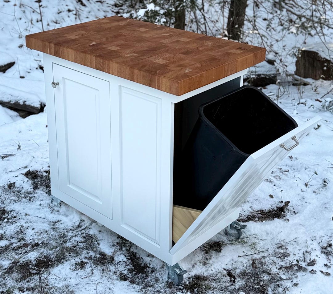 22 X 34 Farmhouse Kitchen Island With End Grain Butcher Block Wood Top for Prep and Work Station ...