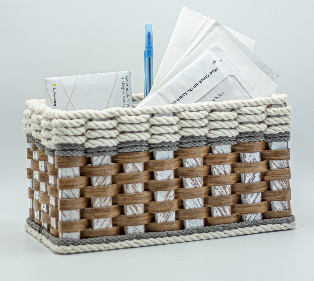 Cottage Grey Mail Organizer Basket Etsy